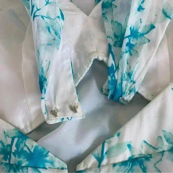 NWT Jill Stuart High Low Halter Maxi Dress Turquoise White Size 4 - Picture 7 of 16